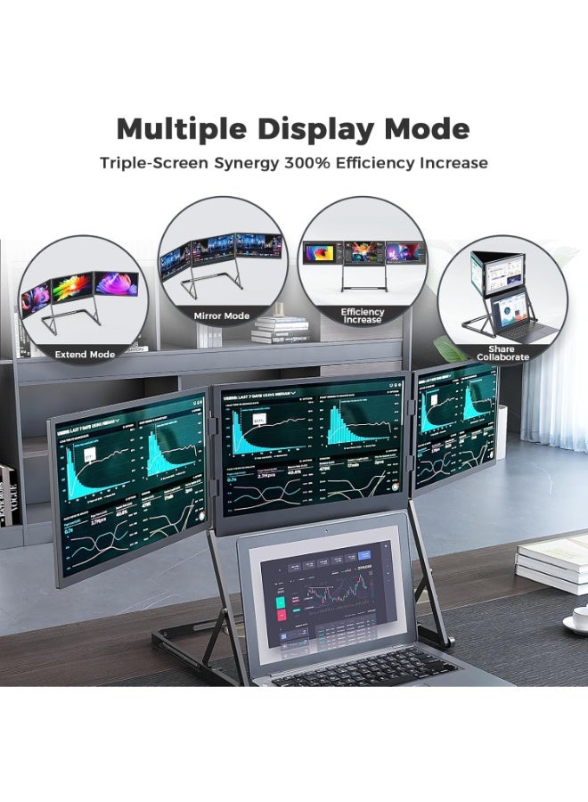 V2COM Quad 15.6" Triple Laptop Monitor Extender – FHD 1080P IPS Portable Screen with HDR, 180° Rotation, Plug & Play via Type-C/HDMI – Compatible with Windows & macOS (M1/M2/M3) - Image 4