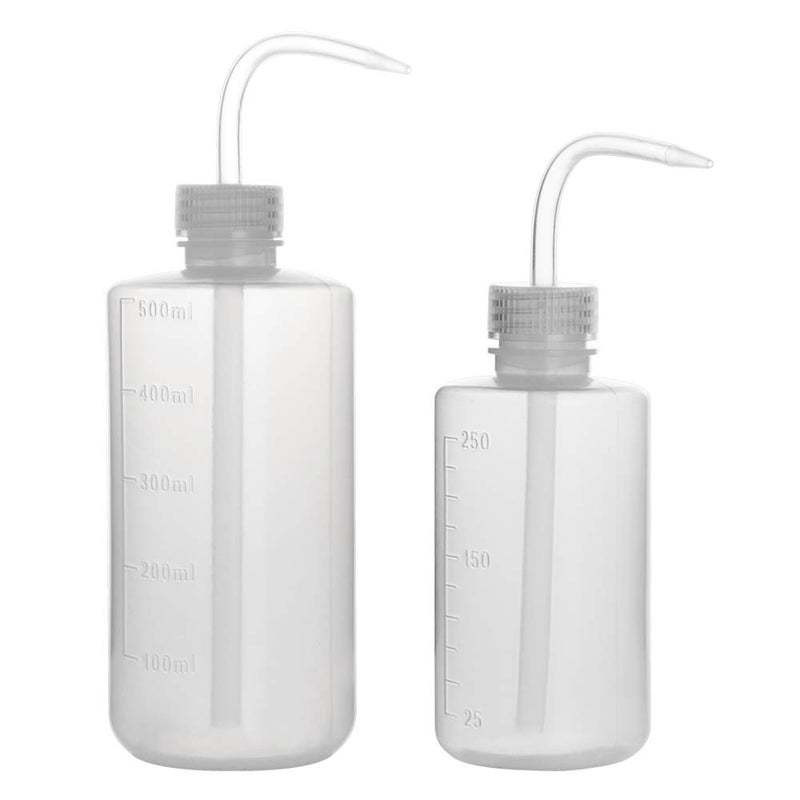 stonylab Chemical Wash Bottle 2Pack Plastic Safety Lab Squeeze Wash Bottle LDPE with Narrow Mouth 250 ml 8 oz and 500 ml 16 oz - Image 2