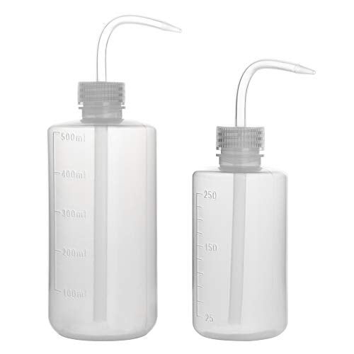 stonylab Chemical Wash Bottle 2Pack Plastic Safety Lab Squeeze Wash Bottle LDPE with Narrow Mouth 250 ml 8 oz and 500 ml 16 oz - Image 1