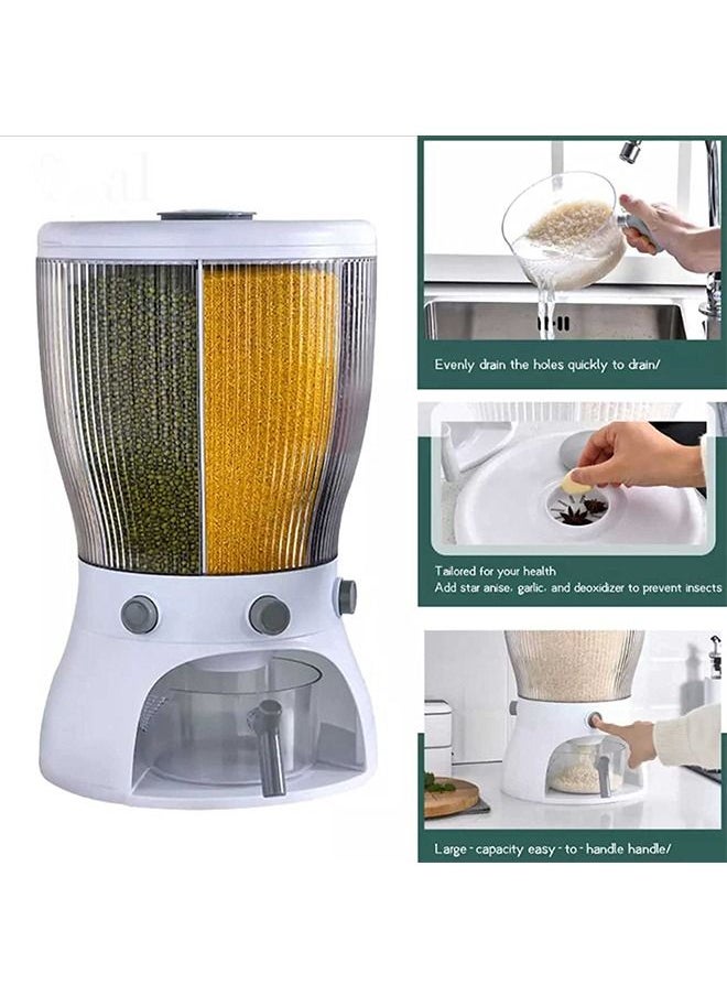 Generic Rice Dispenser 4 Grid Grain Storage Container Rotating Cereal Storage Dispenser with Measuring Cup Dry Food Kitchen Pantry for Home Kitchen  - Image 3