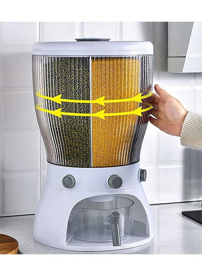 Generic Rice Dispenser 4 Grid Grain Storage Container Rotating Cereal Storage Dispenser with Measuring Cup Dry Food Kitchen Pantry for Home Kitchen  - Image 2