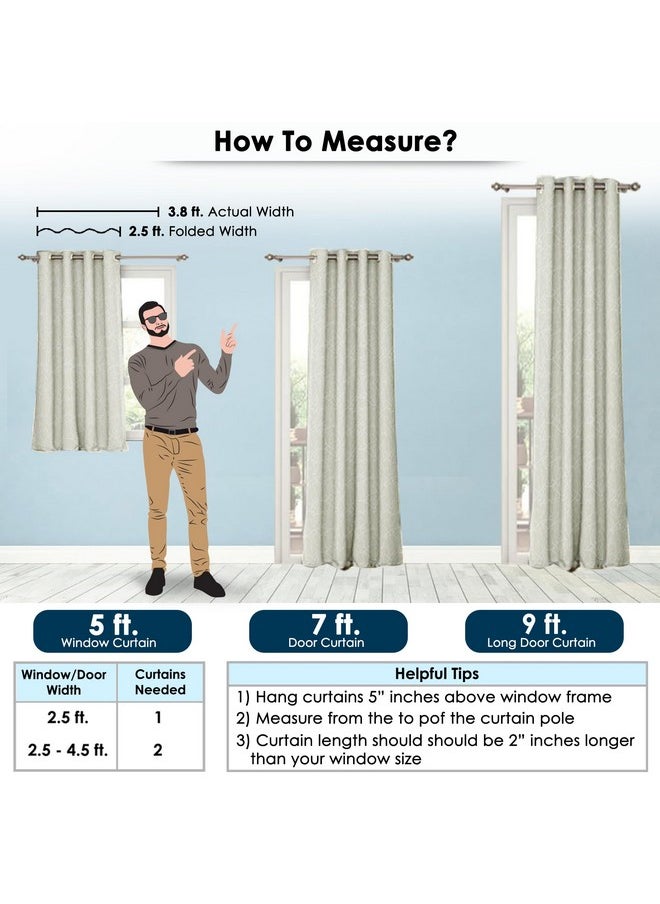 Story@Home Story@Home Room Darkening Door Curtains 7 Feet Set of 4 | Branches Design Door Curtain | Thermal Insulated Curtains | Curtains for Living Room | (116 x 215 cm, Off White) | Perfect for Home Decor  - Image 2