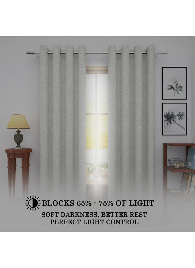 Story@Home Story@Home Room Darkening Door Curtains 7 Feet Set of 4 | Branches Design Door Curtain | Thermal Insulated Curtains | Curtains for Living Room | (116 x 215 cm, Off White) | Perfect for Home Decor  - Image 3