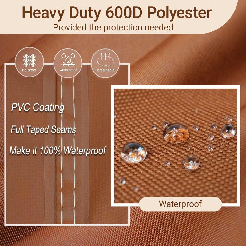 NettyPro غطاء شواية ، مقاس 44 بوصة، مقاوم للماء، عالي الجودة، مناسب لأجهزة Weber، Char-Broil، Nexgrill، بلون بني. - Image 2