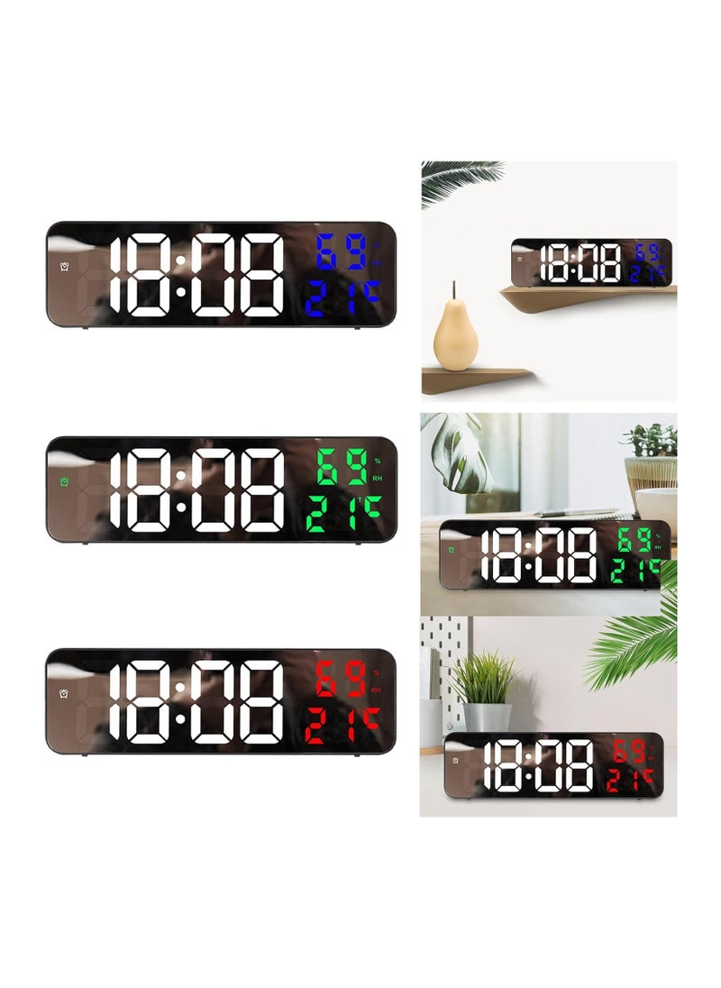 Generic - 3D Wireless Remote Digital Wall Alarm Clock, with 115 Color Variations of LED Digital, Voice Control Mode, Remote Controller, 3 Levels of Brightness to Adjust - Image 1