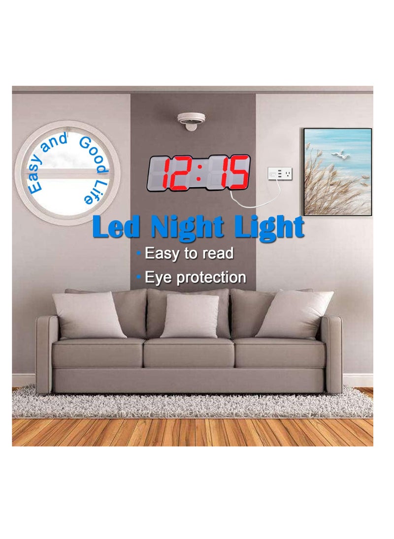 Generic - 3D Wireless Remote Digital Wall Alarm Clock, with 115 Color Variations of LED Digital, Voice Control Mode, Remote Controller, 3 Levels of Brightness to Adjust - Image 1
