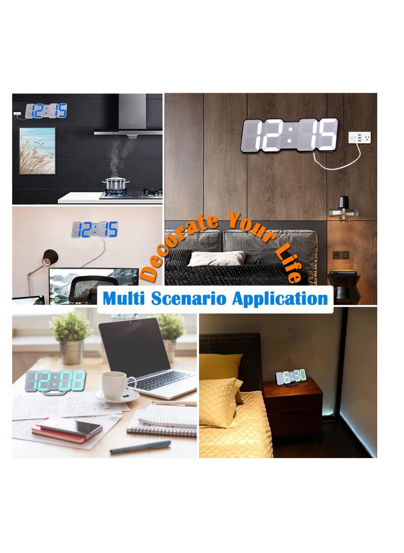 Generic - 3D Wireless Remote Digital Wall Alarm Clock, with 115 Color Variations of LED Digital, Voice Control Mode, Remote Controller, 3 Levels of Brightness to Adjust - Image 1