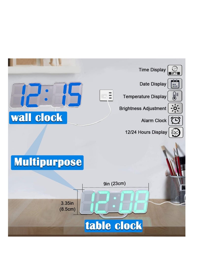 Generic - 3D Wireless Remote Digital Wall Alarm Clock, with 115 Color Variations of LED Digital, Voice Control Mode, Remote Controller, 3 Levels of Brightness to Adjust - Image 1