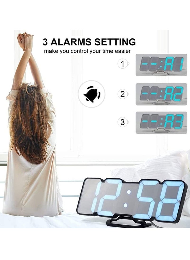 Generic - 3D Wireless Remote Digital Wall Alarm Clock, with 115 Color Variations of LED Digital, Voice Control Mode, Remote Controller, 3 Levels of Brightness to Adjust - Image 1