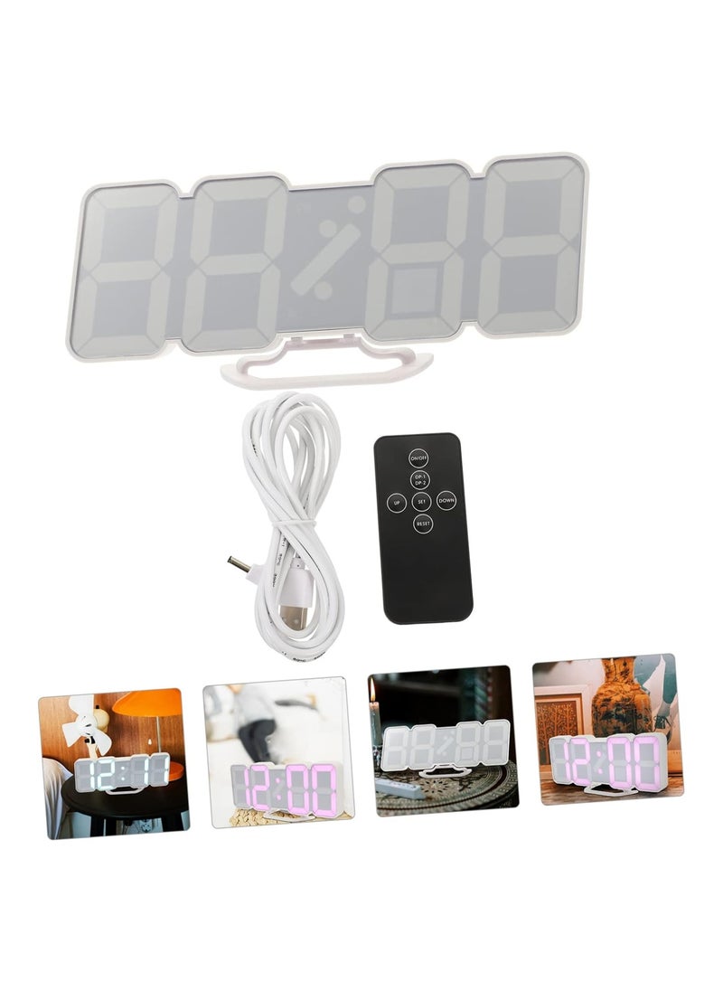 Generic - 3D Wireless Remote Digital Wall Alarm Clock, with 115 Color Variations of LED Digital, Voice Control Mode, Remote Controller, 3 Levels of Brightness to Adjust - Image 1