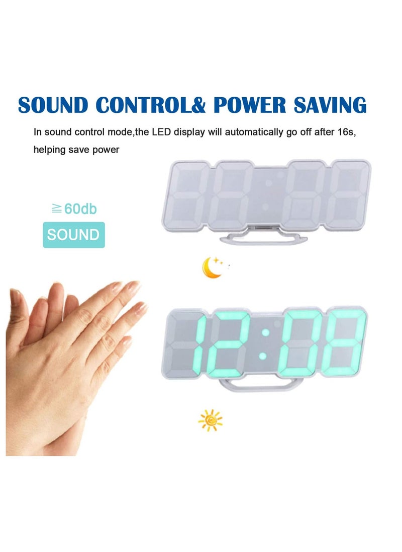 Generic - 3D Wireless Remote Digital Wall Alarm Clock, with 115 Color Variations of LED Digital, Voice Control Mode, Remote Controller, 3 Levels of Brightness to Adjust - Image 1