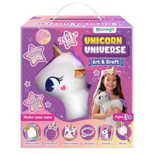 Bloomingo DIY 6-in-1 Unicorn Universe : 200+ Piece Unicorn-Themed DIY Craft Activity Set | DIY Craft Kits Creative & STEM Educational Gift for Girls Age 4 & Above | Birthday & Return Gift for Kids - Image 1