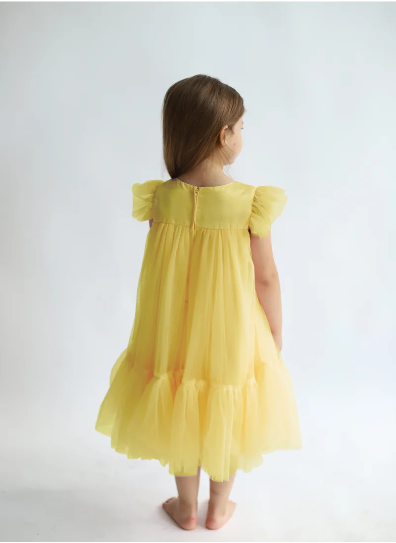 D'Daniela D' Daniela - Pleated Semi Casual Dress Yellow