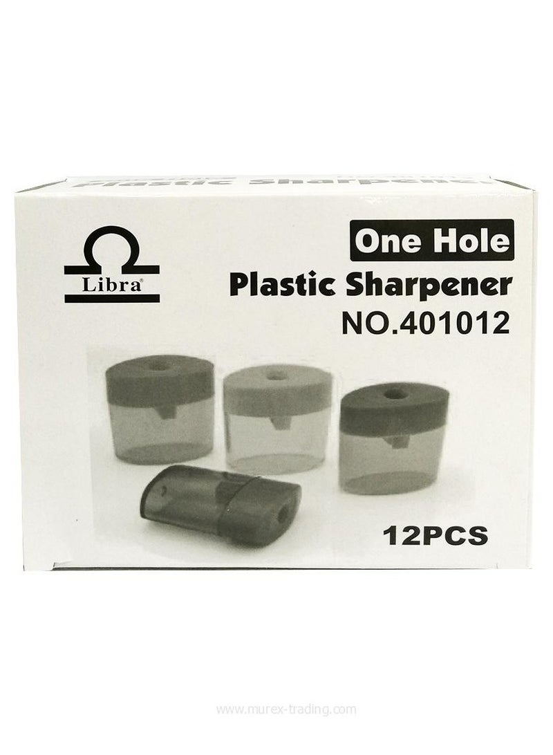 ليبرا علبة مبراة بلاستيكية بفتحة واحدة مكونة من 12 قطعة، متعددة الألوان - Image 1