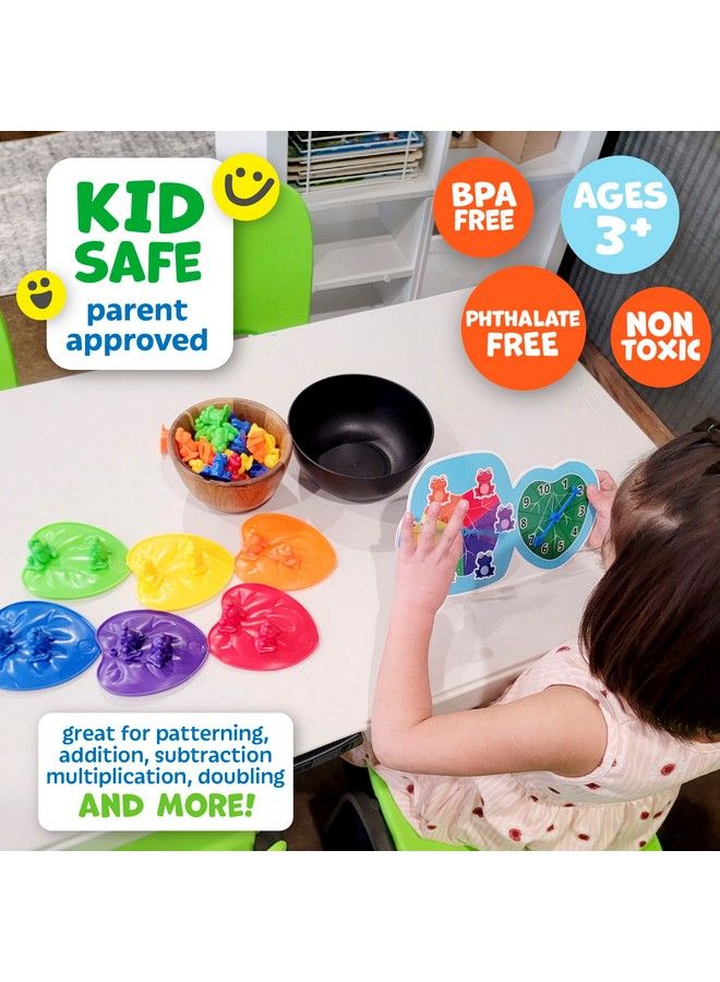 Skoolzy ألعاب الضفادع المتراصة مع عدادات أوراق اللوتس المطابقة مجموعة مكونة من 67 قطعة ألعاب عدّ للأطفال الصغار أنشطة رياض الأطفال فرز الألوان ألعاب متراصة للأطفال الصغار أدوات الرياضيات للأطفال تتضمن كتاب إلكتروني - Image 5