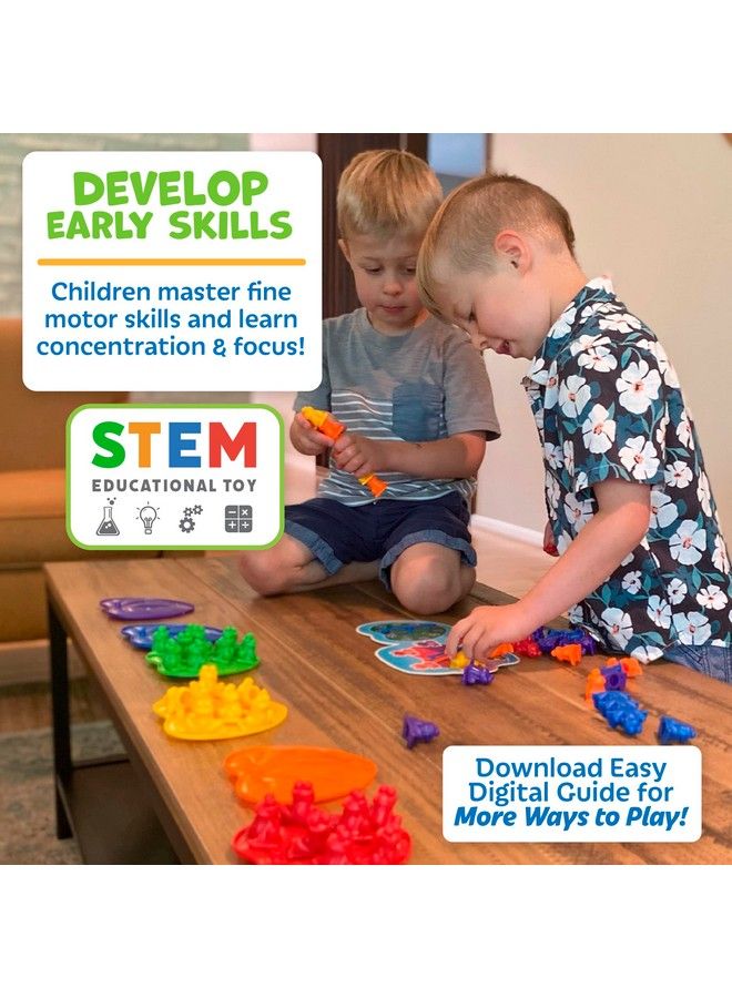 Skoolzy ألعاب الضفادع المتراصة مع عدادات أوراق اللوتس المطابقة مجموعة مكونة من 67 قطعة ألعاب عدّ للأطفال الصغار أنشطة رياض الأطفال فرز الألوان ألعاب متراصة للأطفال الصغار أدوات الرياضيات للأطفال تتضمن كتاب إلكتروني - Image 4