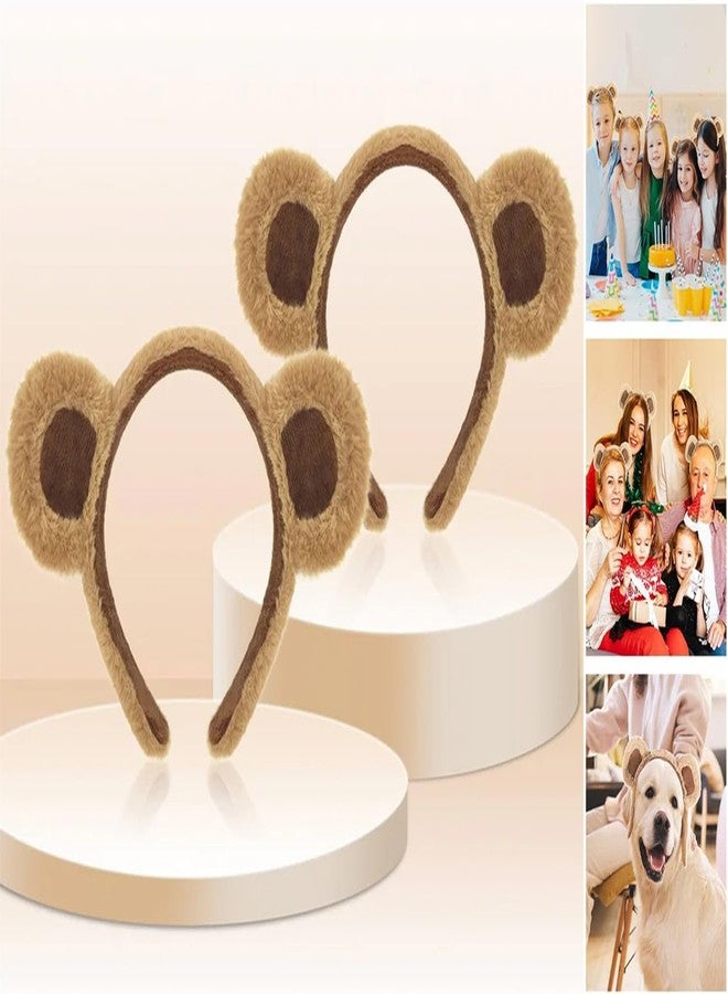 HIPIHOM 6Pcs Bear Ears Headbands Brown Plush Bear Ears Headband Cute Animal Ears Headband for Halloween Christmas Birthday Costume Party Decoration - Image 3