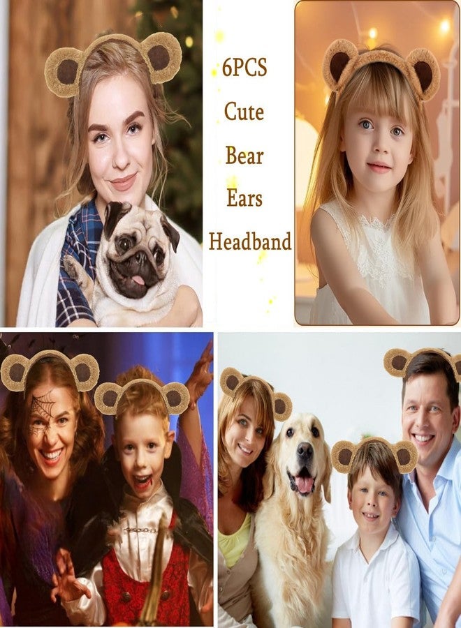 HIPIHOM 6Pcs Bear Ears Headbands Brown Plush Bear Ears Headband Cute Animal Ears Headband for Halloween Christmas Birthday Costume Party Decoration - Image 5