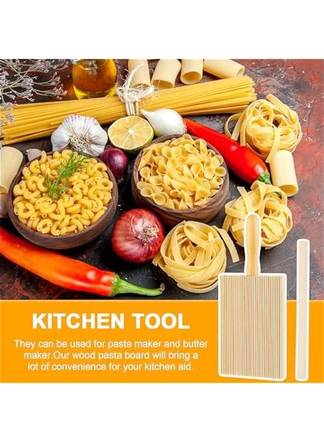 Generic Gnocchi Board, Natural Beech Wood Gnocchi Board Paddle with Roller Garganelli Cavatelli Macaroni Pasta Maker Tortellini Cavarola Roller for Italian Gnocchi Pasta Cutlery Gift - Image 2