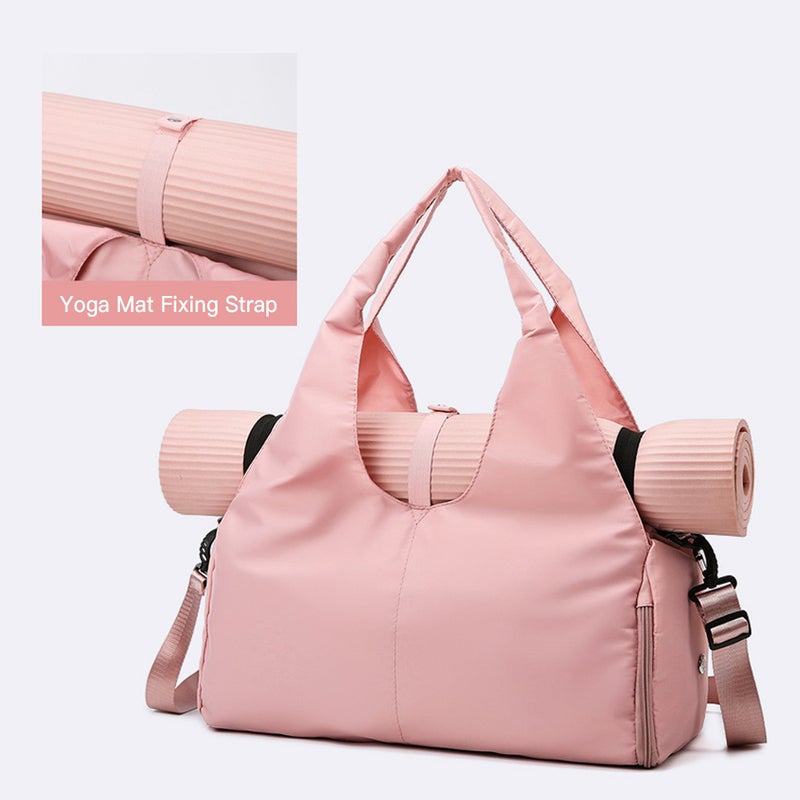 Travel Duffel Bag Sports Gym Yoga Tote Bag Weekender Shoulder Bag with Shoe Compartment - Image 5