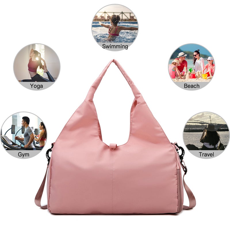 Travel Duffel Bag Sports Gym Yoga Tote Bag Weekender Shoulder Bag with Shoe Compartment - Image 2