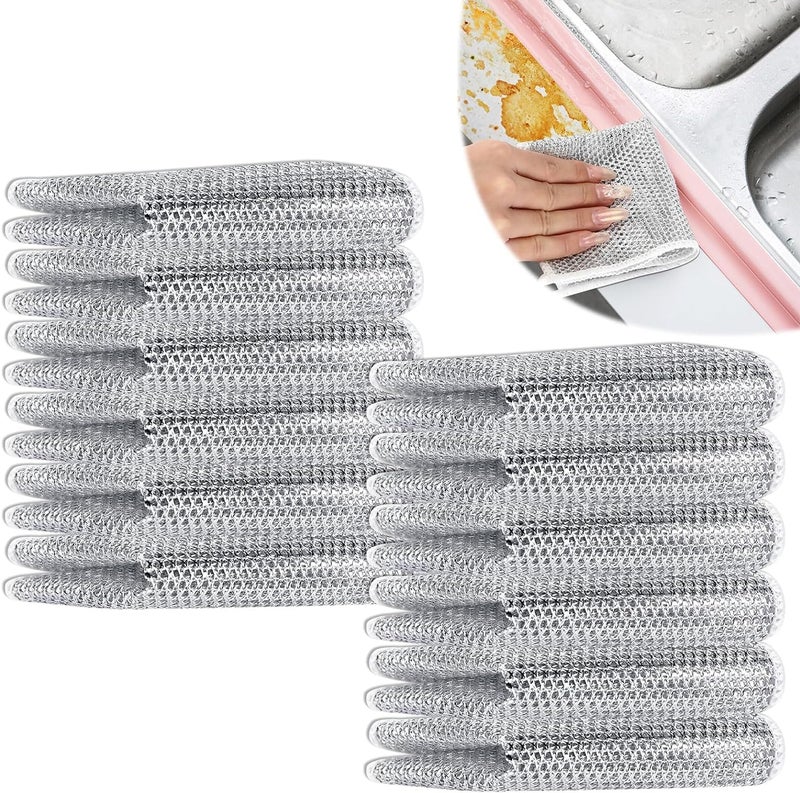 Yeria Yeria 2024 New Multipurpose NonScratch Wire Dishcloth 10 Pack Soft Wire Dishwashing Rags Safe for NonStick Cookware Scrubs Cleans for Dishes Sinks Counters Stove Tops