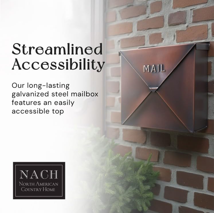 NACH Mailboxes for Outside Wall Mount, 10 x 10 x 4 inch Antique Copper Mail Boxes for House Outside, Waterproof Mailboxes for Outside - Chicago Style Mail Box - Image 5