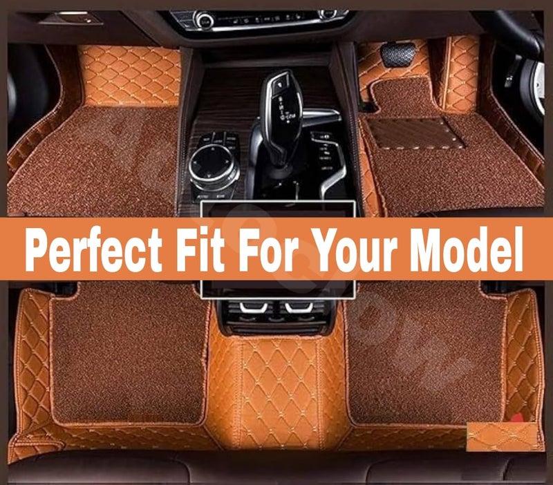 AutoClow Premium 7D Car Mat for Tata Safari 7-SEAT (Model:2021-2026) || Luxury Leather Dual-Stitch Full Set 7D Car Floor Mat || 100% Waterproof || Colour : Full TAN Stitch-TAN Grass (Design-1) - Image 3