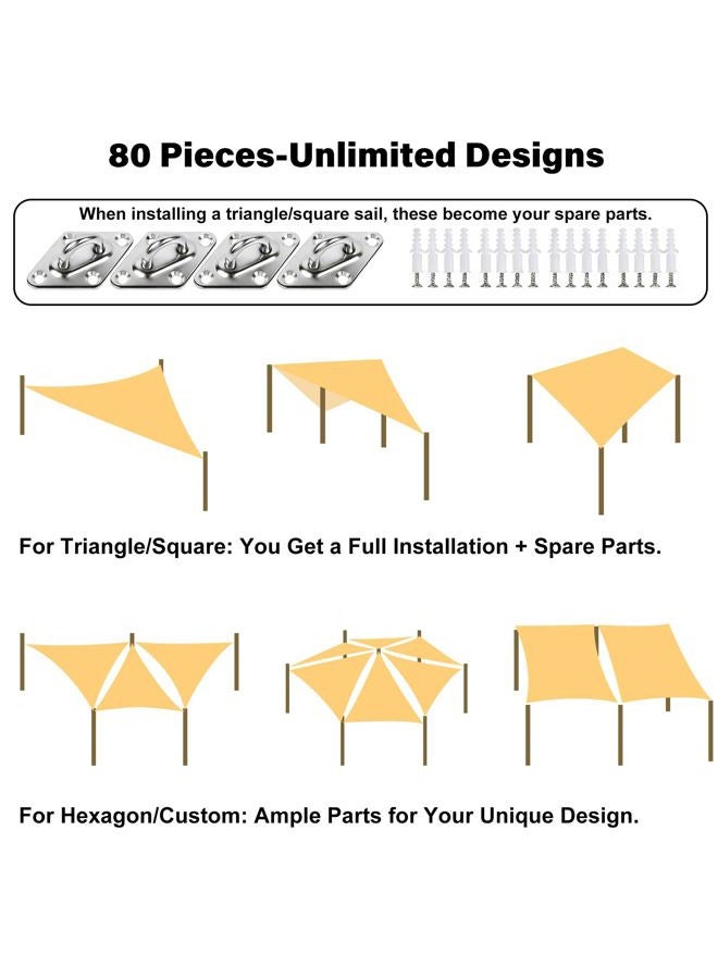 YOFIT Shade Sail Hardware Kit 6 inch for Triangle Rectangle Sun Shade Sail Installation, 304 Grade Stainless for Garden Outdoors, 80 Pcs - Image 2