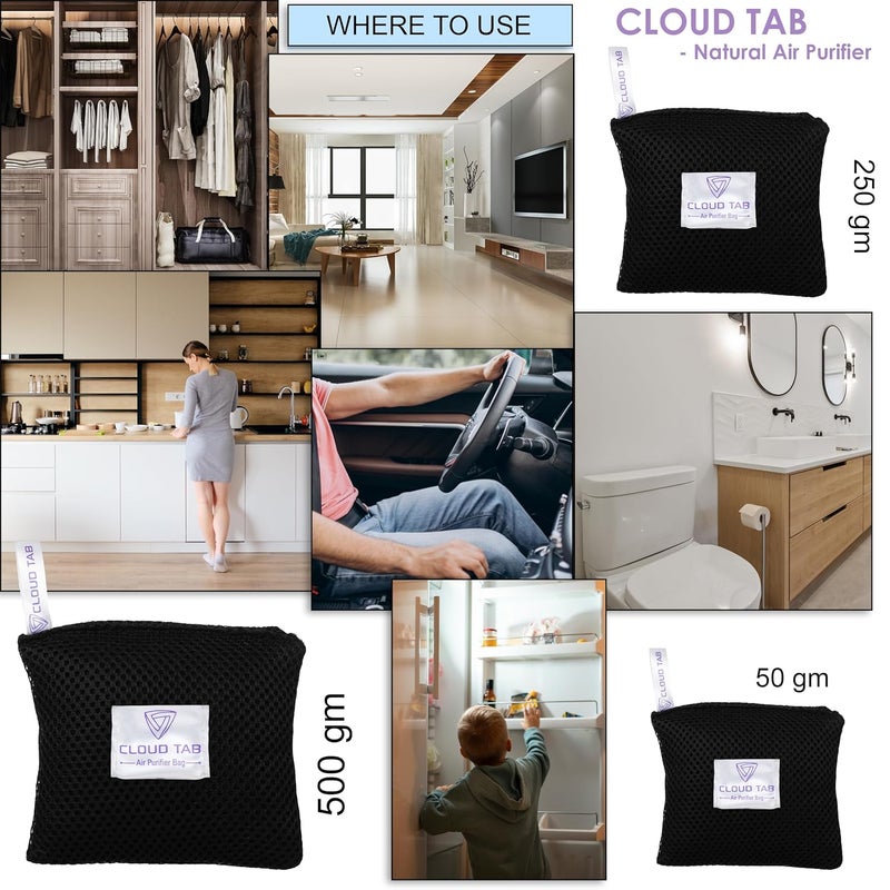 CLOUDTAB Natural Activated Charcoal Air Purifier Odor and Moisture Absorber Dehumidifier Air Purifier For CarHomeOfficeWardrobeKitchen 100 gm Pack of 3 - Image 4