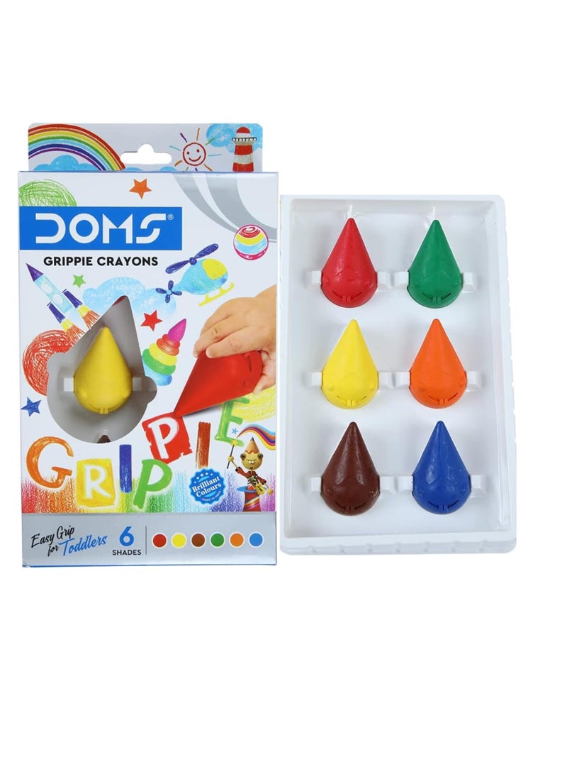 DOMS أقلام تلوين بلاستيكية من جريبى مكونة من 6 قطع للأطفال - Image 1