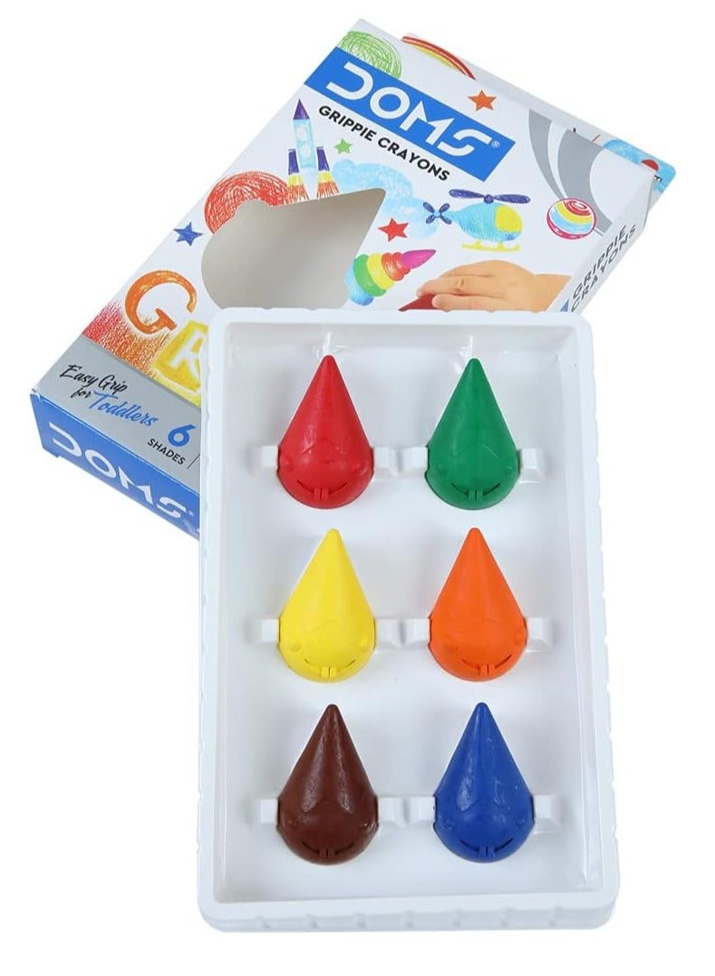 DOMS أقلام تلوين بلاستيكية من جريبى مكونة من 6 قطع للأطفال - Image 2