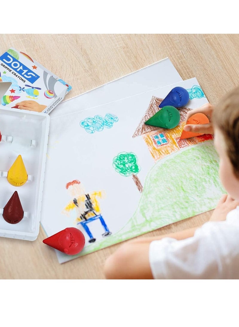 DOMS أقلام تلوين بلاستيكية من جريبى مكونة من 6 قطع للأطفال - Image 4