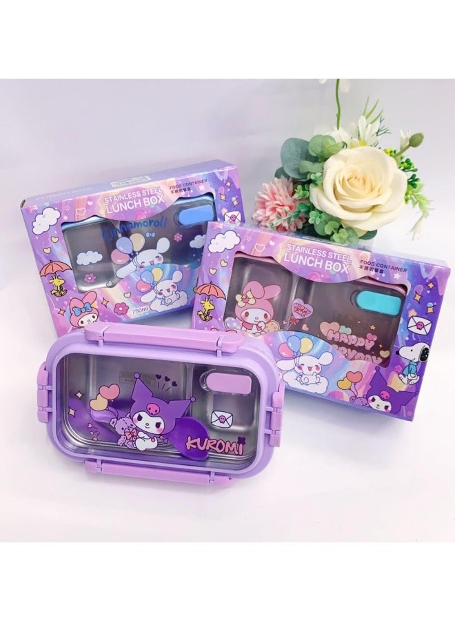 GGEROU Kids Lunch Box 750ml Bento Box with Tableware Insulated Lunch Food Container with 2 Compartment Reusable On-the-Go Meal and Snack Packing for School Student Boys Girls Picnic, Melody - Image 4