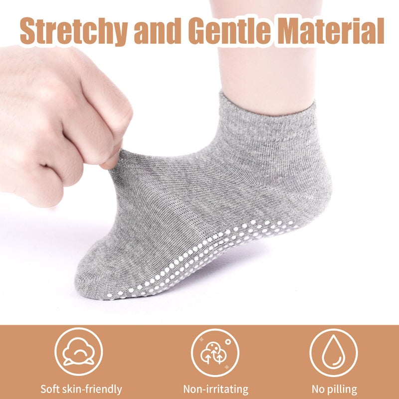 GRPSKCOS Non Slip Toddler Socks 12 Pairs Low Cut Grip Sock Todller Ankle Socks with Grip for Boys Girls(01 Black+white+grey, 1-3T) - Image 5