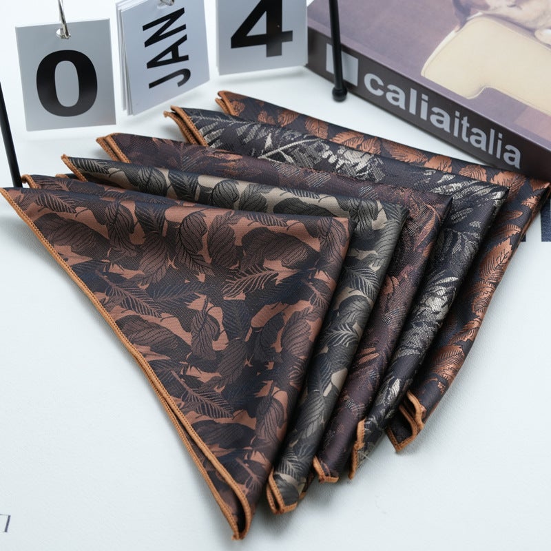 Men'S Yan-Hui Dress Suit Pocket Scarf Gentleman Retro British Simple Pattern Business Brown Brown - Image 3