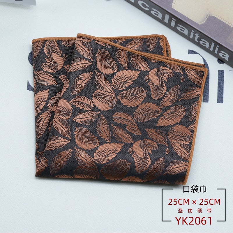 Men'S Yan-Hui Dress Suit Pocket Scarf Gentleman Retro British Simple Pattern Business Brown Brown - Image 1
