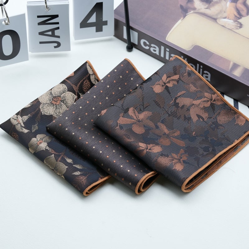 Men'S Yan-Hui Dress Suit Pocket Scarf Gentleman Retro British Simple Pattern Business Brown Brown - Image 4