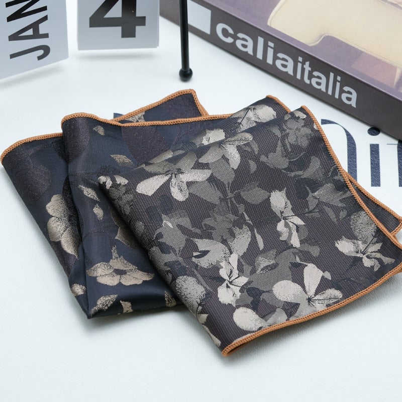 Men'S Yan-Hui Dress Suit Pocket Scarf Gentleman Retro British Simple Pattern Business Brown Brown - Image 5