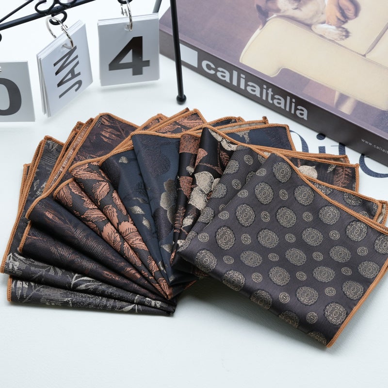 Men'S Yan-Hui Dress Suit Pocket Scarf Gentleman Retro British Simple Pattern Business Brown Brown - Image 2