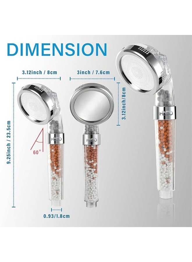 HASIO Filtered Shower Head-High pressure water saving shower filter for hair loss with 3 types of filters, Handheld shower head and water filter with 3setting spray, Reduce Hair Loss & Enhance Comfort - Image 2