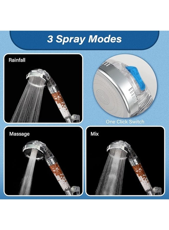 HASIO Filtered Shower Head-High pressure water saving shower filter for hair loss with 3 types of filters, Handheld shower head and water filter with 3setting spray, Reduce Hair Loss & Enhance Comfort - Image 3