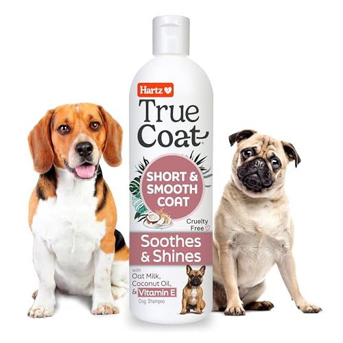 Hartz True Coat Short & Smooth Coat Specific Dog Shampoo, Soothes & Shines with Oat Milk, Coconut Oil & Vitamin E - Image 1