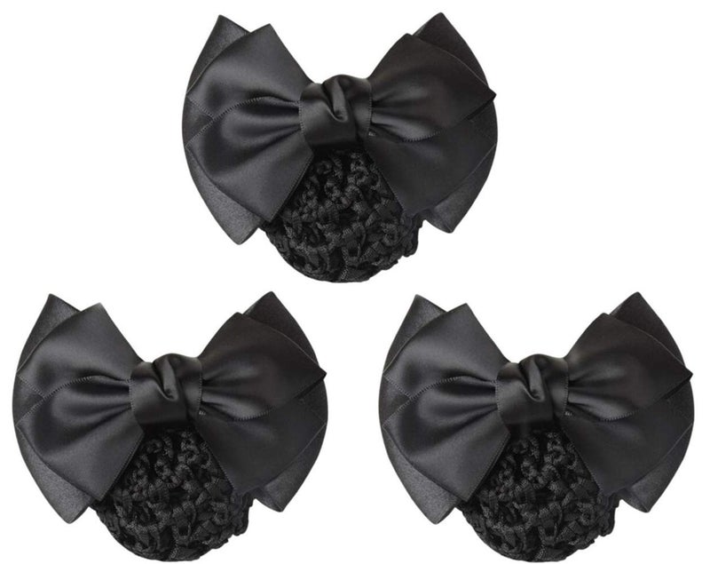 XINGZI 3 قطع مشبك شعر للسيدات والفتيات مزين بتفاصيل قوس أسود لتغطية الشعر وحمله