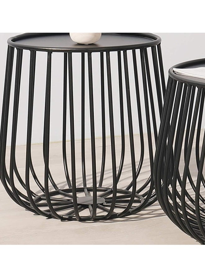 C&C Home Set of 2 Multipurpose Use Round Decorative Coffee Tables Durable Wrought Iron Side Tables for Sofa Decor Modern Minimalist End Tables Raised Edges Center Tables for Living Room Bedroom 60x35 35x39 cm - Image 5