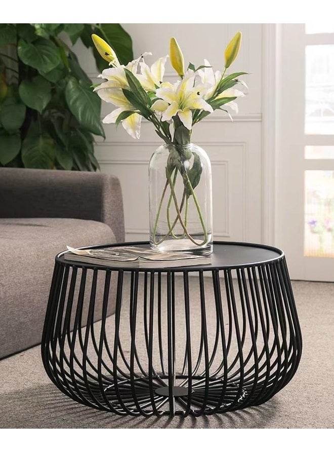 C&C Home Set of 2 Multipurpose Use Round Decorative Coffee Tables Durable Wrought Iron Side Tables for Sofa Decor Modern Minimalist End Tables Raised Edges Center Tables for Living Room Bedroom 60x35 35x39 cm - Image 2