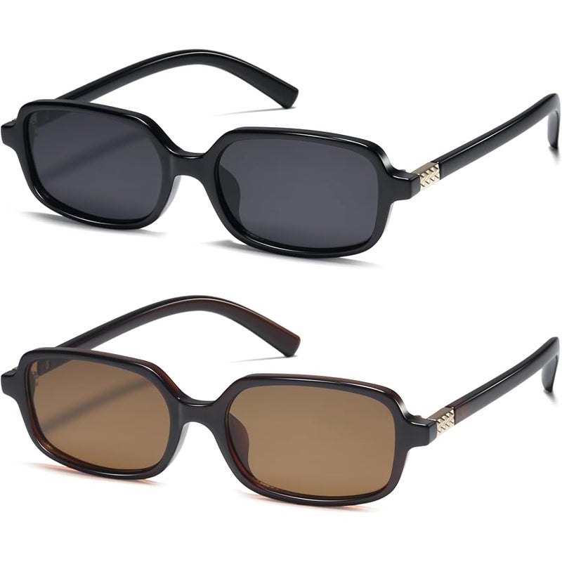 hnbliv Rectangle Trendy Small Sunglasses for Women Retro Sun Glasses with Thin Narrow Frame, 90s Y2K Fashion Essential - Image 1