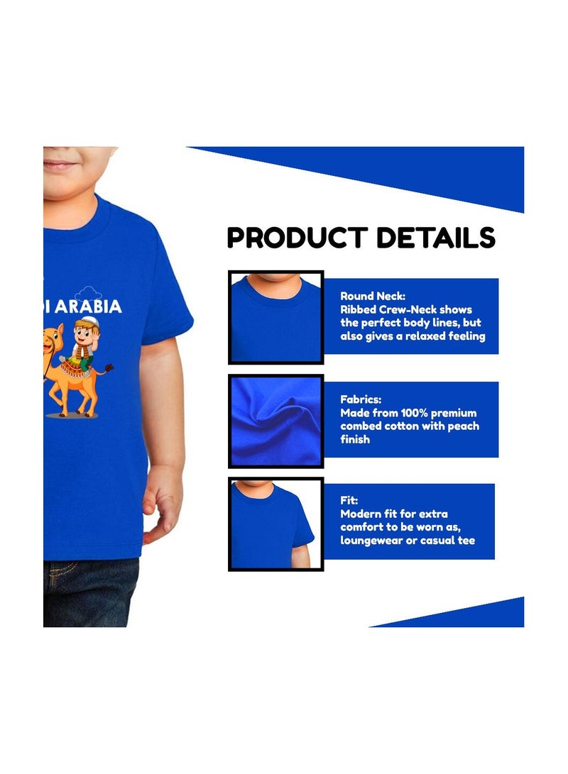 Saudi Arabia-Themed Boys Souvenir T-Shirt for Kids - Short Sleeve Round Neck Cotton Tshirt - Saudi Design with Camel - Ideal for School, Playtime - Image 5