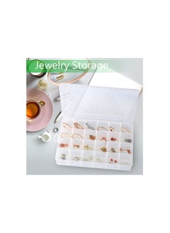 Spaceshoop Large 24 Grids Plastic Organizer Box Adjustable Dividers Clear Storage Box for Jewelry Art Crafts Washi Tapes Beads and Small Parts  - Image 3