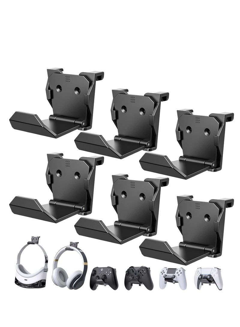 Loquat 6 Pack PS5/PS4/Xbox/Switch Controller Wall Mount with Adhesive Headset Holder, Headphone Hanger Wall Hooks - Image 1